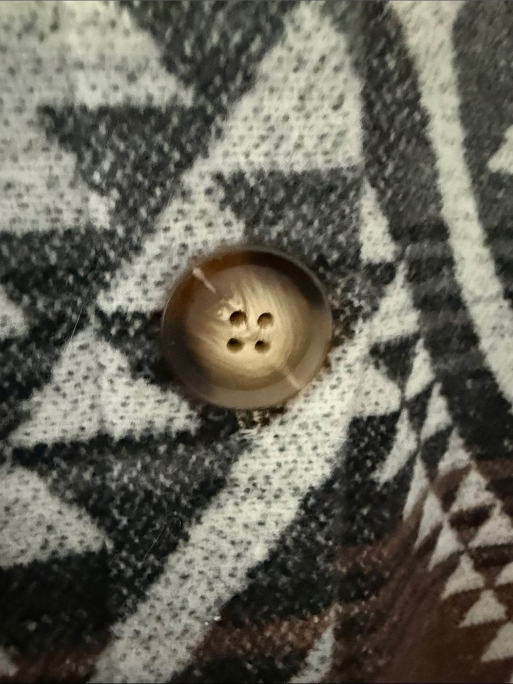 Aztec-Pattern Long Shacket in Brown & Cream - Picture 7 of 11